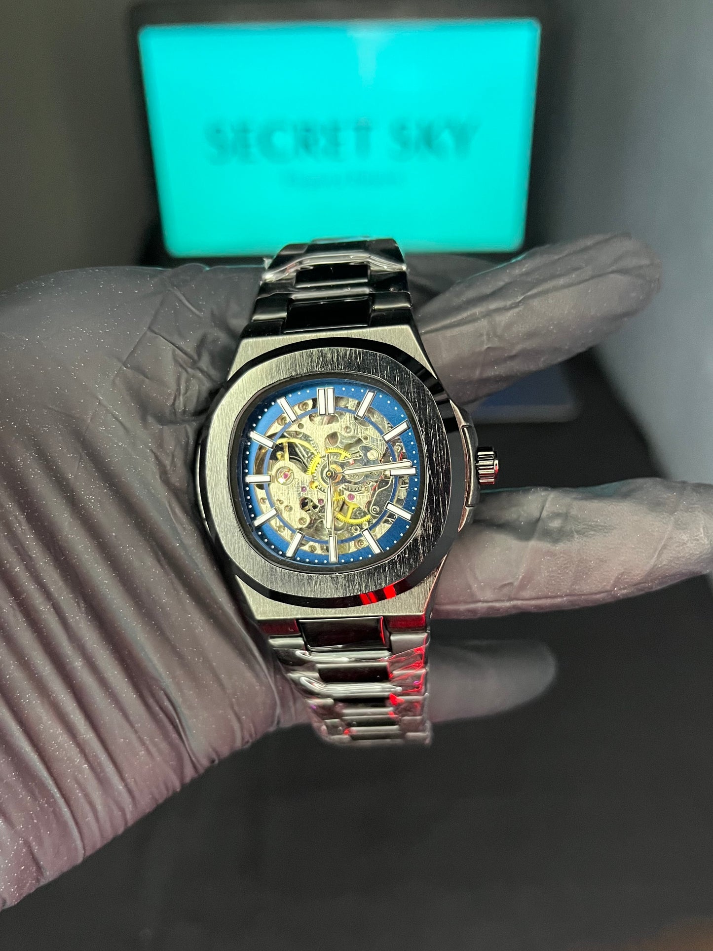 PP Style Automatic Skeleton Watch – Black