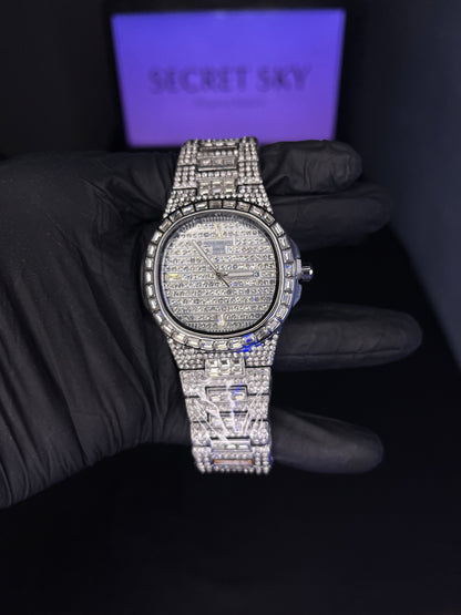 Patek Philippe White Iced Stone Watch 