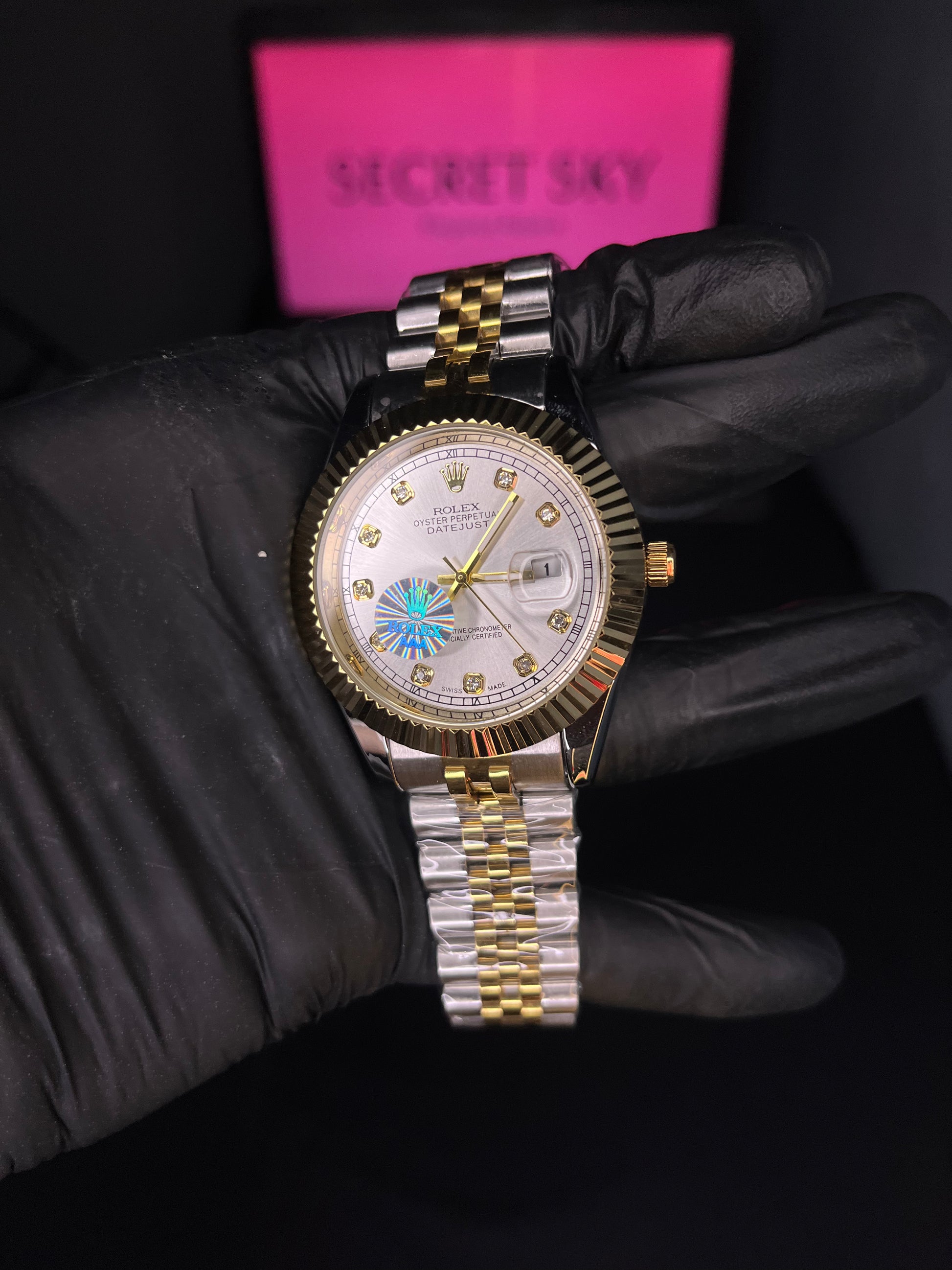  Rolex DateJust on a classic Jubilee chain