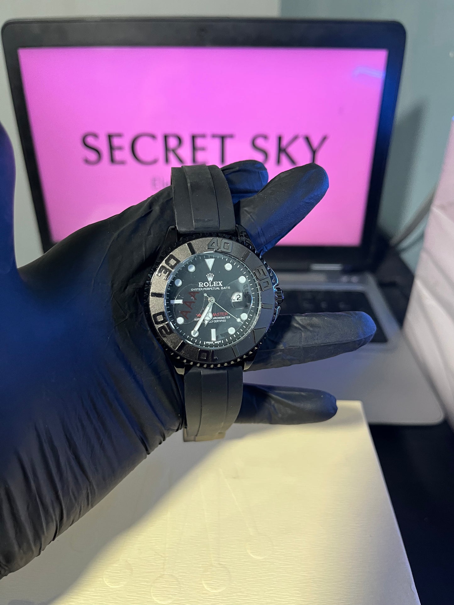 Rolex  Yatch Master Black Silicone Strap